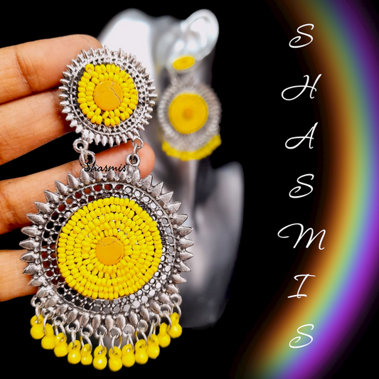 Yellow Long Drop Earrings