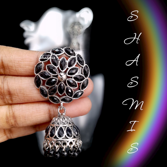 Black Jhumka Traditional Oxidised Earrings