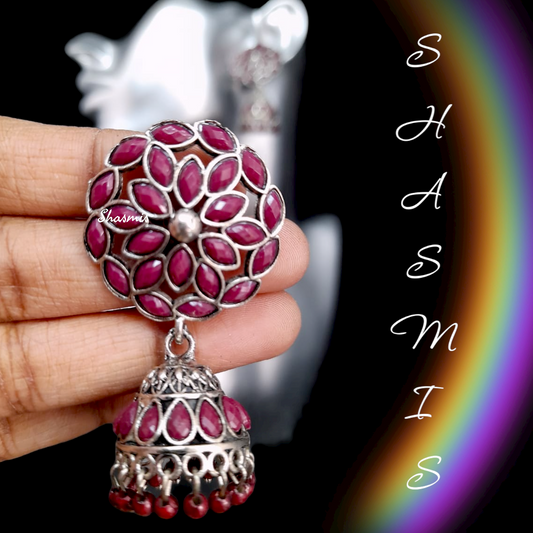 Maroon Colour Traditional Jhumkas
