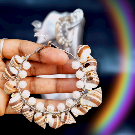 Sea Shell And Pearl Earrings