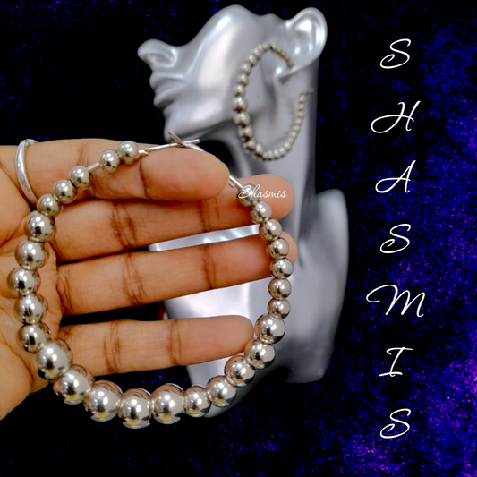 Silver Pearls Hoop Earrings