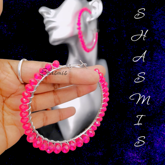 Pink Wide Hoop Earrings