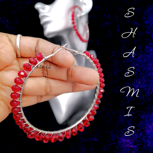 Maroon Wide Hoop Earrings
