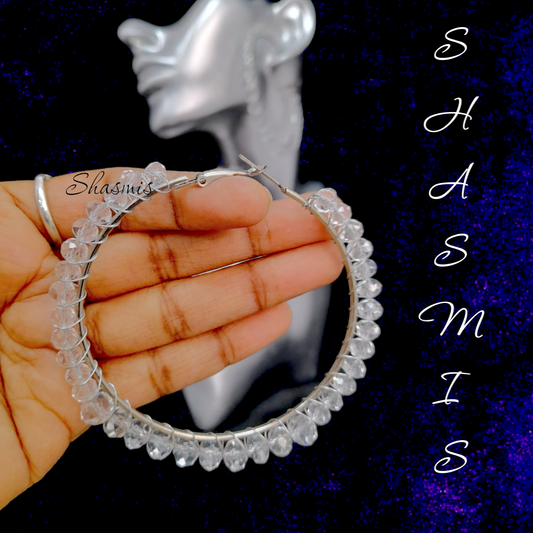 Pearl White Wide Hoop Earrings