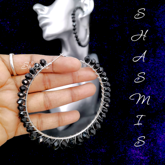 Black Wide Hoop Earrings