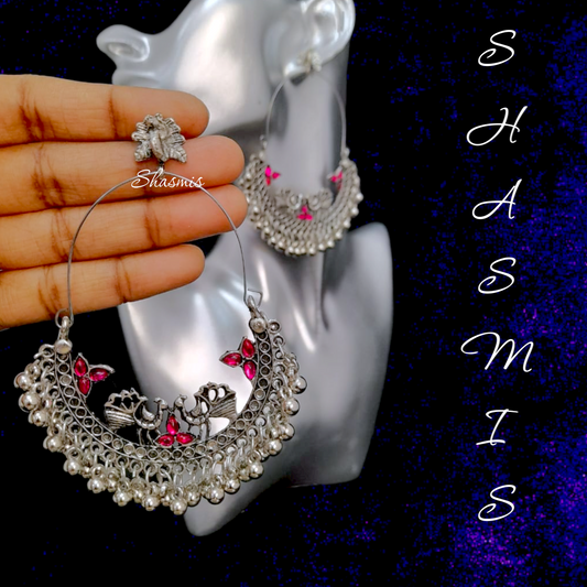 Pink Long Drop Earring With Ghungroo 