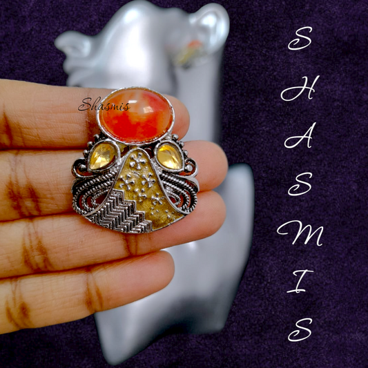 Orange Stone Design Studs Earrings