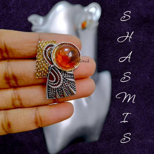 Orange Stone Studs Earrings 