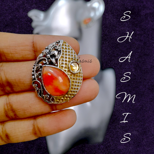 Orange Studs Stone Earrings