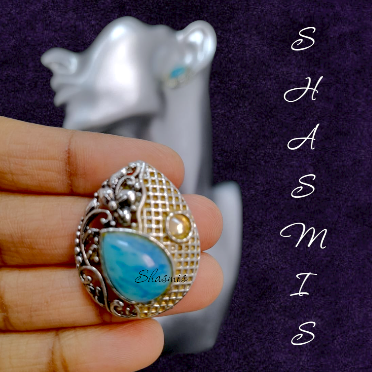 Blue Stones Design Stud Earrings