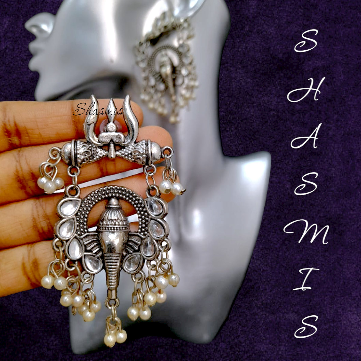Silver Gaj Earrings With Pearl 