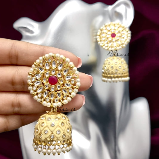 Pale Yellow Jhumka Earrings