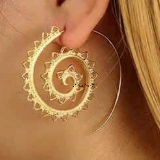 Spiral Golden Plating Earrings