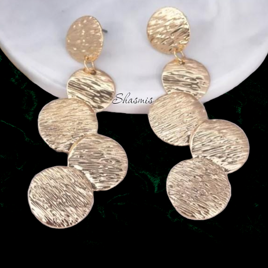 Disc Round Coin Drop Earrings