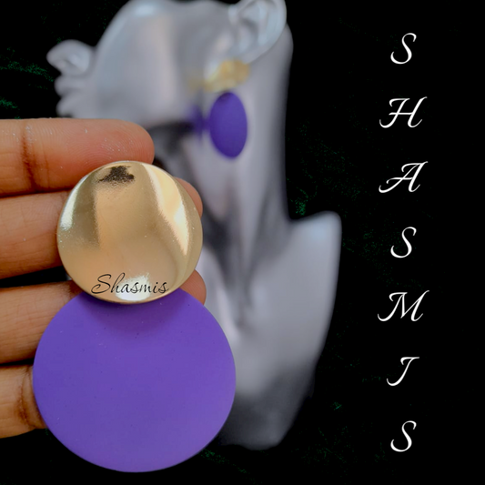 Purple With Gold Coin Earrings