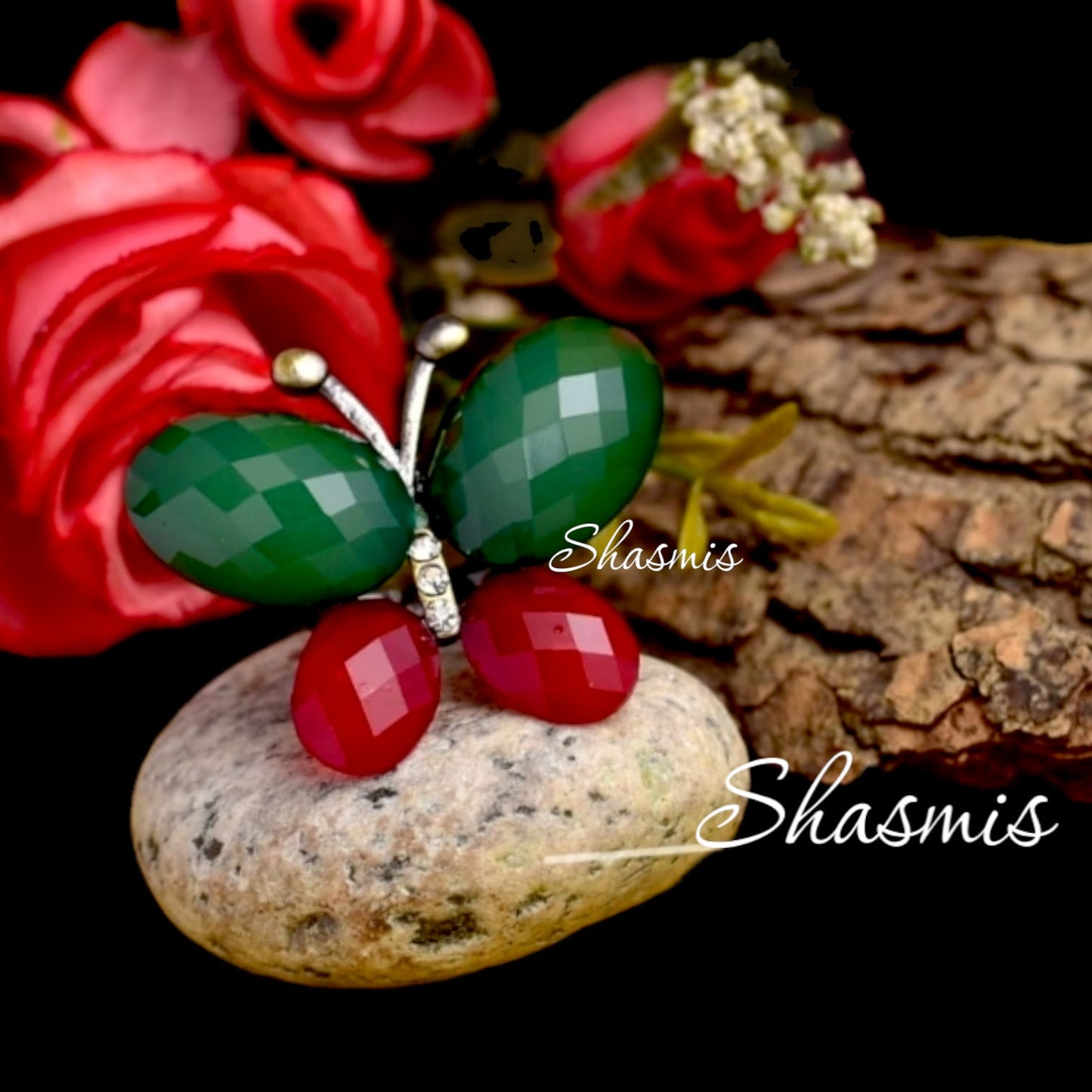 Green And Red Butterfly Ring