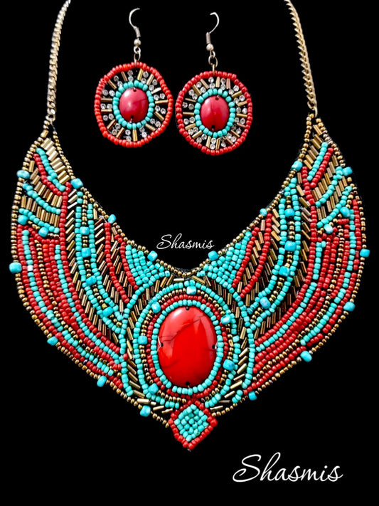 Beaded Cloth Necklace 