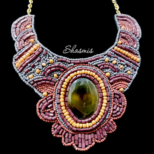 Cloth Purple Beaded Choker