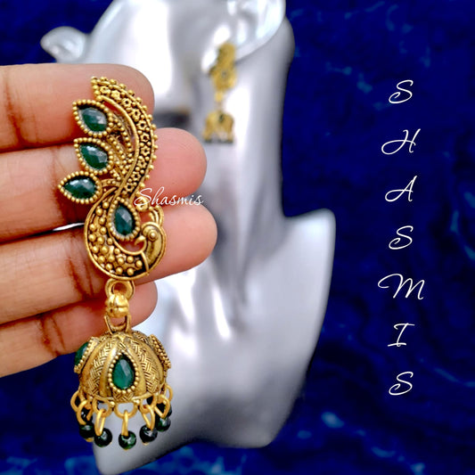 Light Weighted Peacock Jhumka Earrings