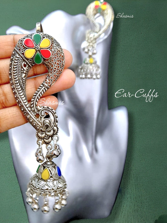Peacock Oxidised Silver Earcuff