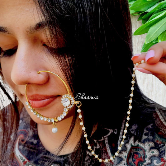 Traditional Press/Non-Pierce Nose Ring With Pearl 