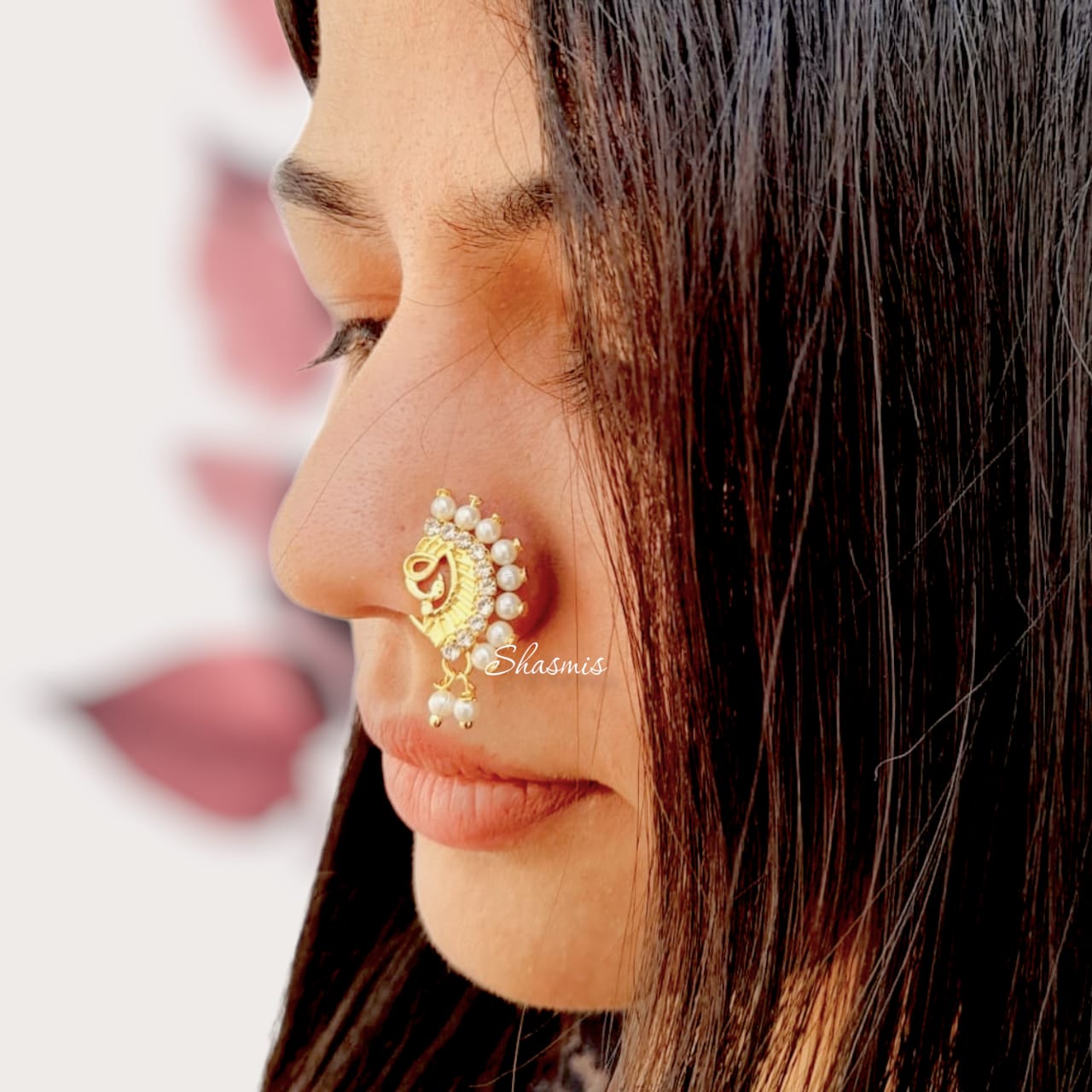 Peacock With White Pearl Press/Non-Pierce Nose Pin
