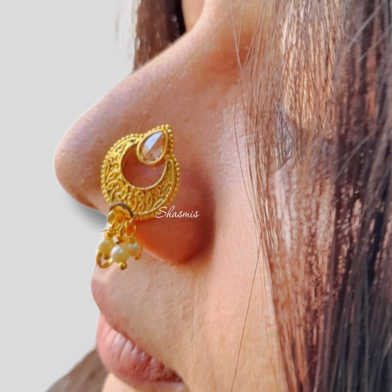 Stone Gold Plating Press/Non-Pierce Nose Pin