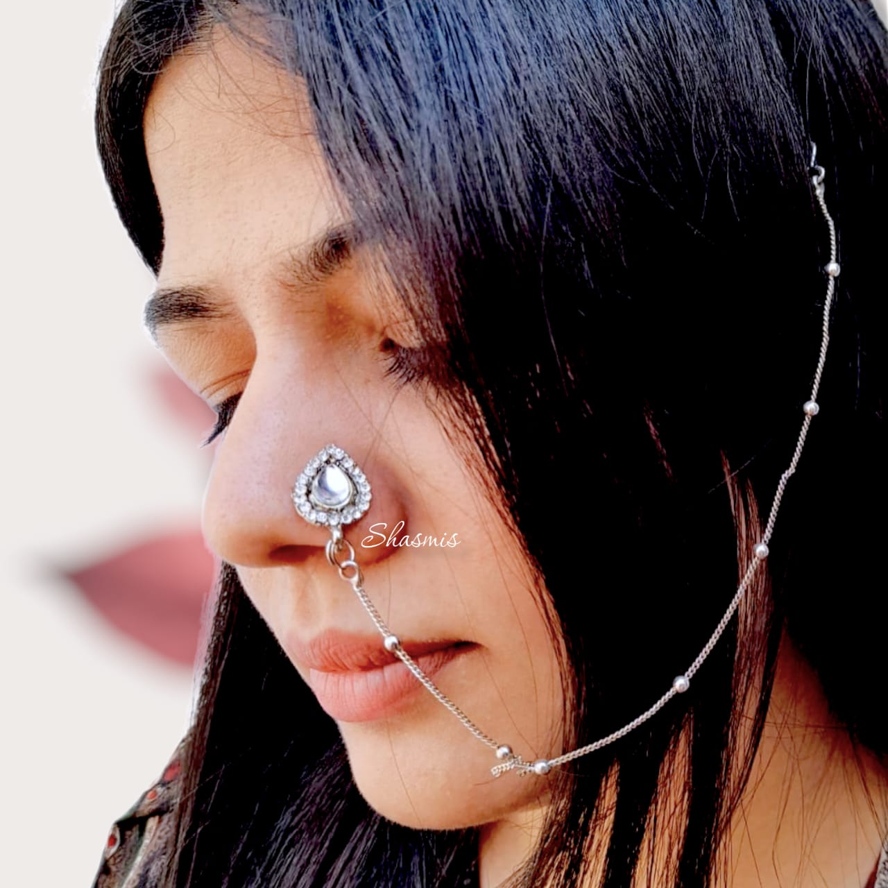 Silver Stone Press/Non-Pierce Nose Pin