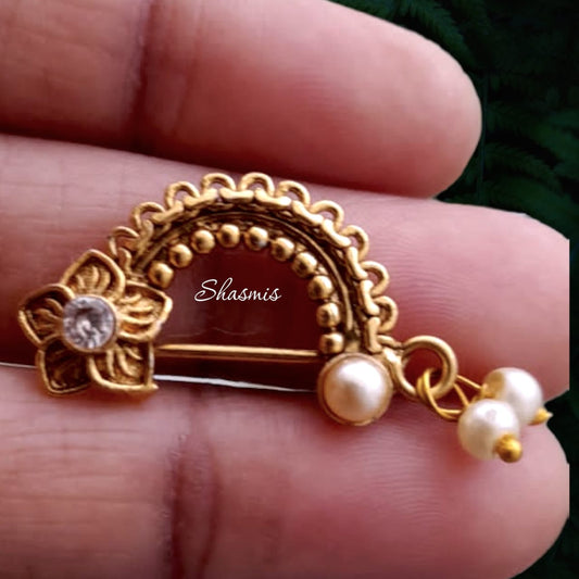 Flower Gold Plated Non-Pierced Nose Pins