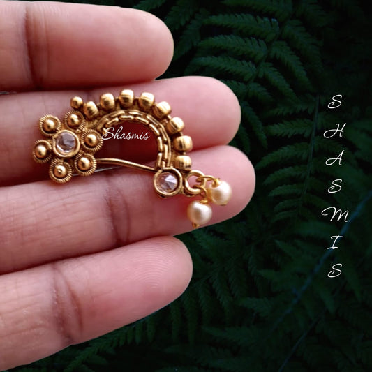 White Stone Flower Non-Pierced Nose Pin