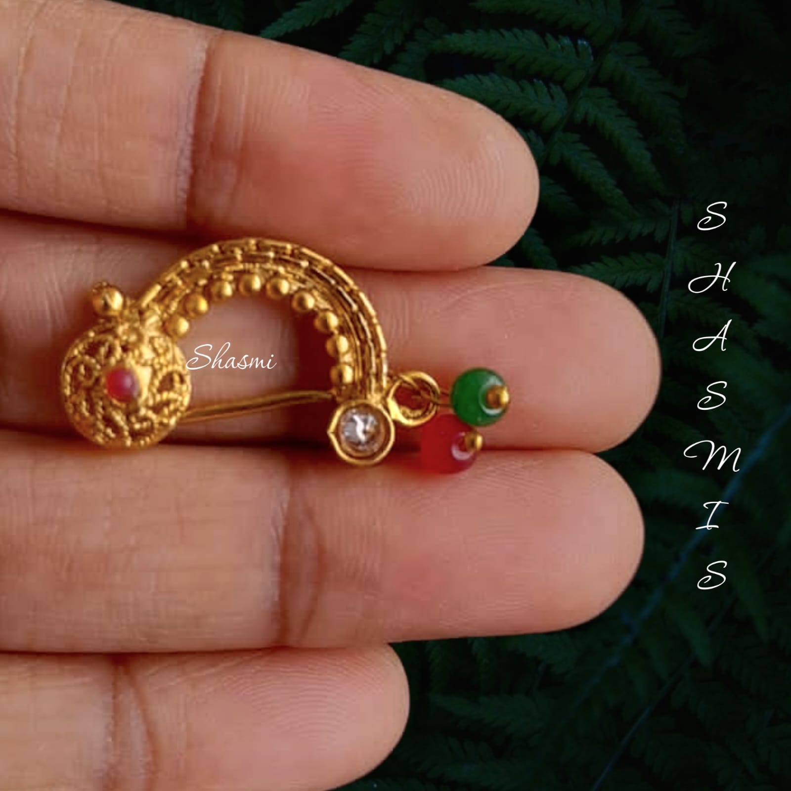 Ruby Stone With Gold Plated Non-Pierced Nose Pin