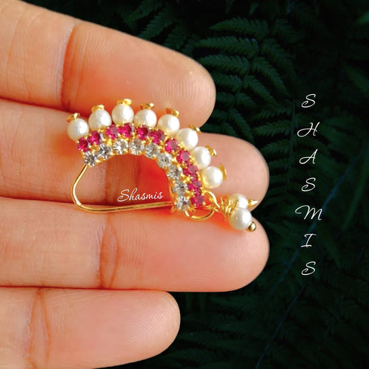 Pearl Stone Nose Pin For Pierced Nose