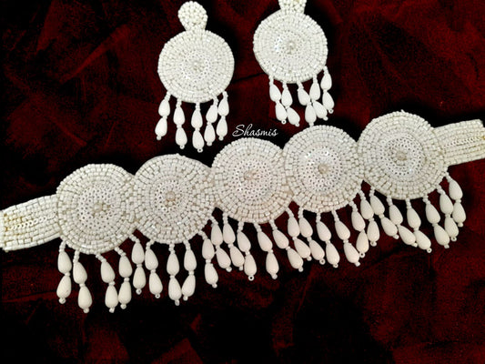 Pure White Embroidery Necklace Set