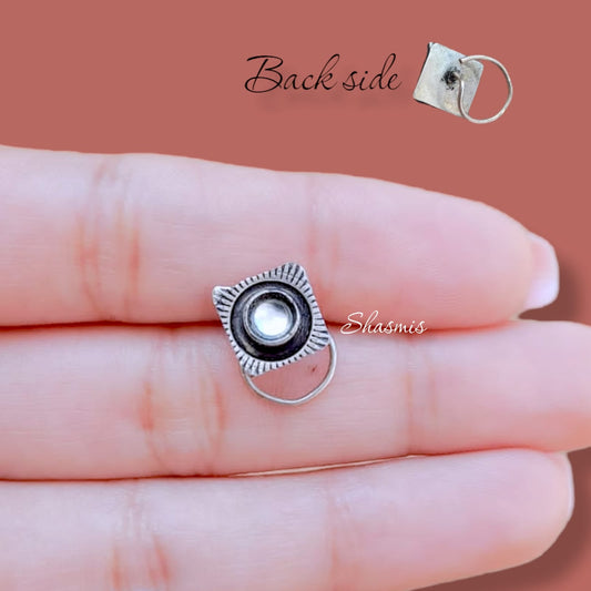 White Stone Design For Pierced Nose 
