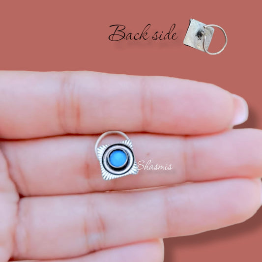 Blue Stone Design For Pierced Nose 