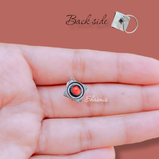 Red Stone For Pierced Nose Pin
