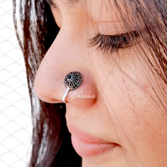 Blue Stone silver Non-Pierced Nose Pin