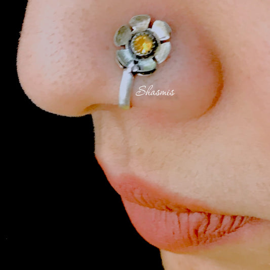 Yellow Flower Non-pierced Nose Pin