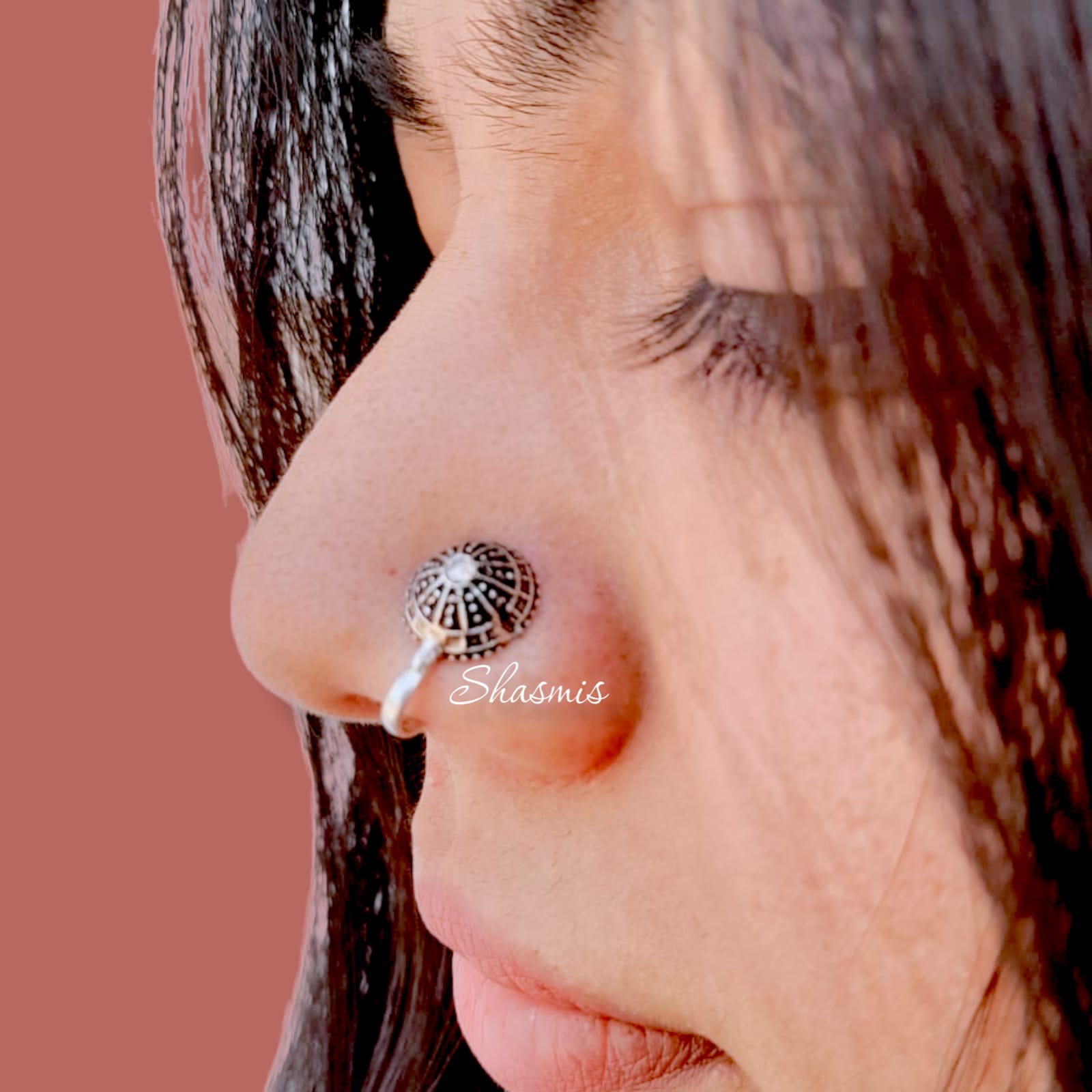 White Stone Silver Non-Pierced Nose Pin