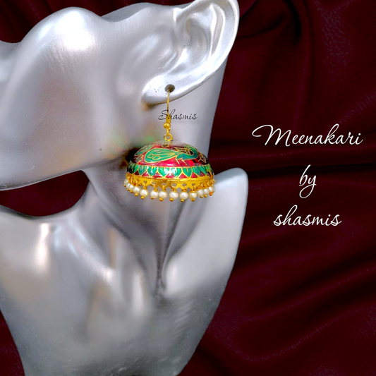 Peacock Meenakari Jhumka Earrings