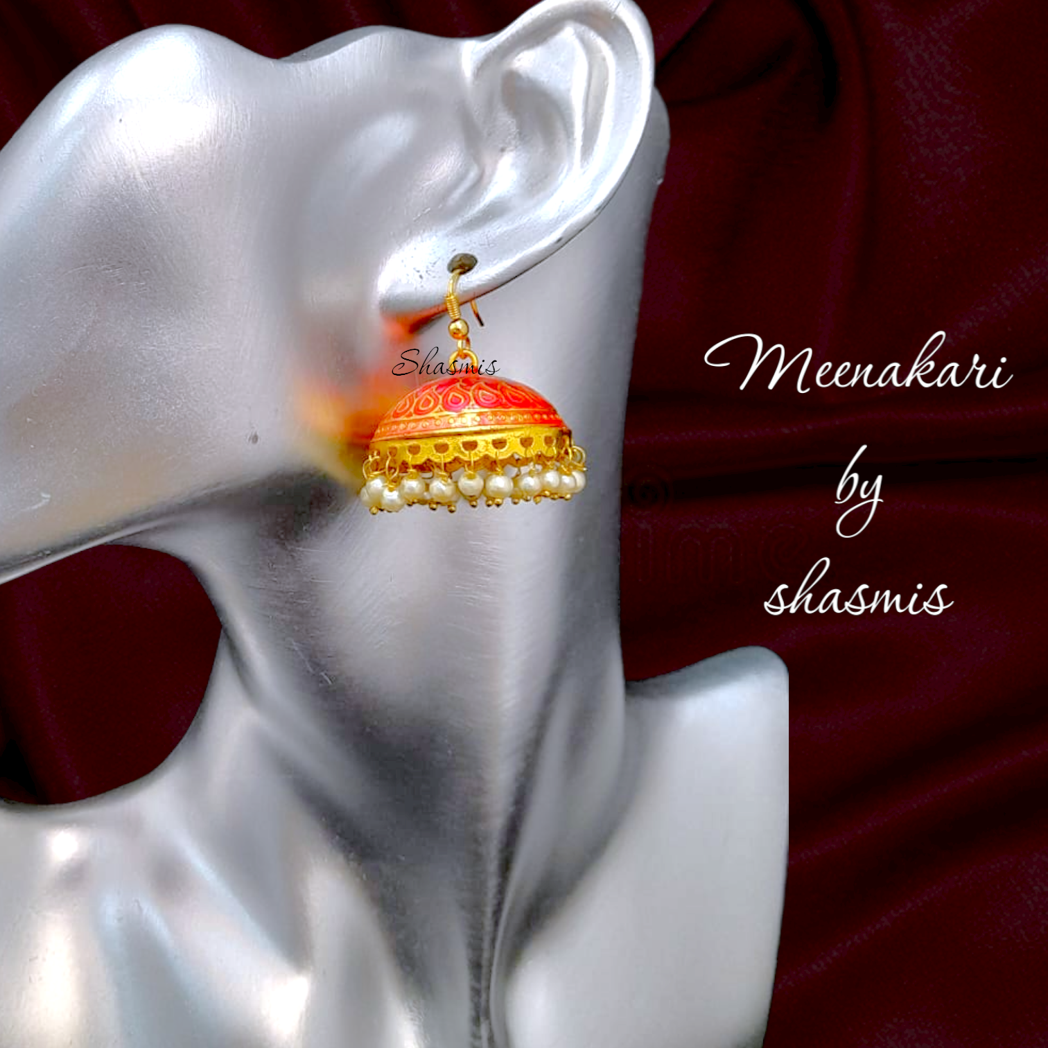 Pink Meenakari Jhumka Earrings