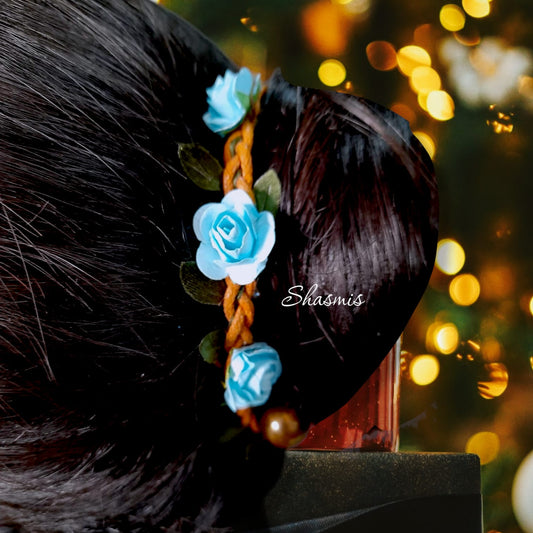 Blue Flower Atificial Hair Pin