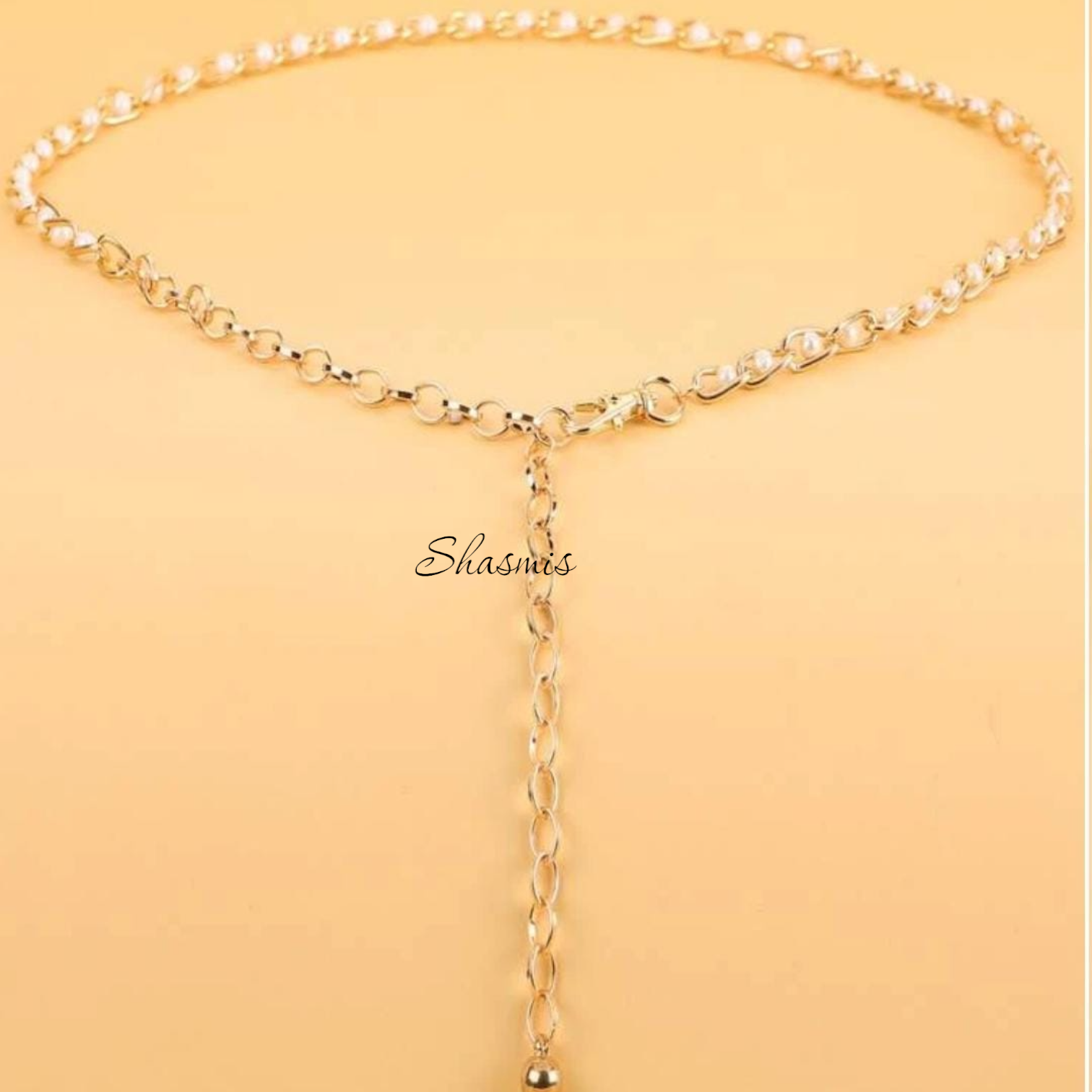 Chain Pearl Gold Plated Waist Belt