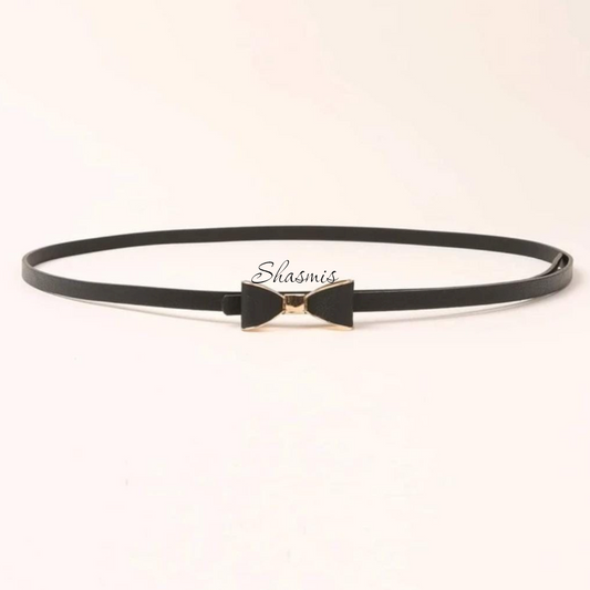 Thin Bow Leather Belt
