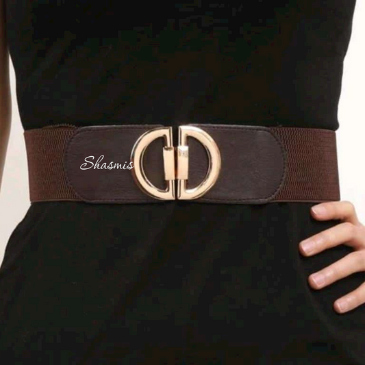 Brown Color Leather Belt With Golden Buckle 