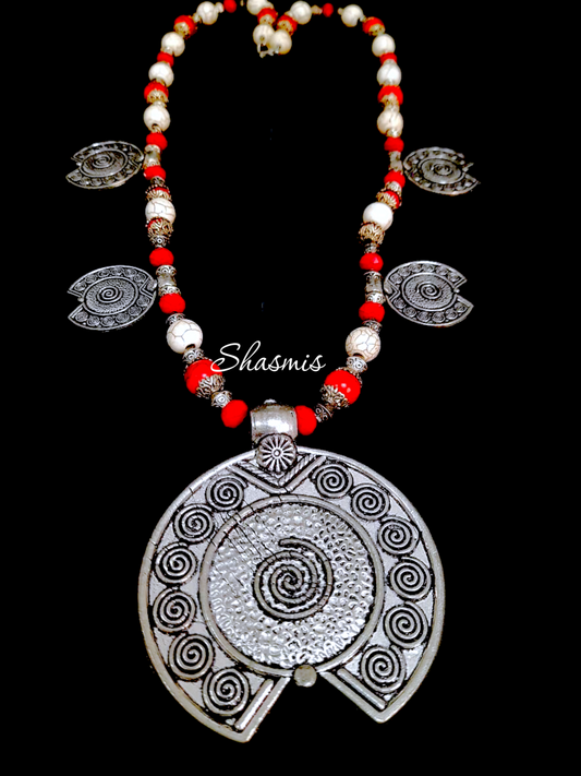 Silver Oxidised Design Necklace