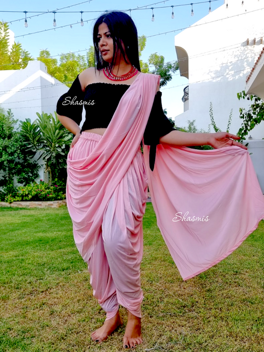 Pink Ready MadeDhoti Silk Saree