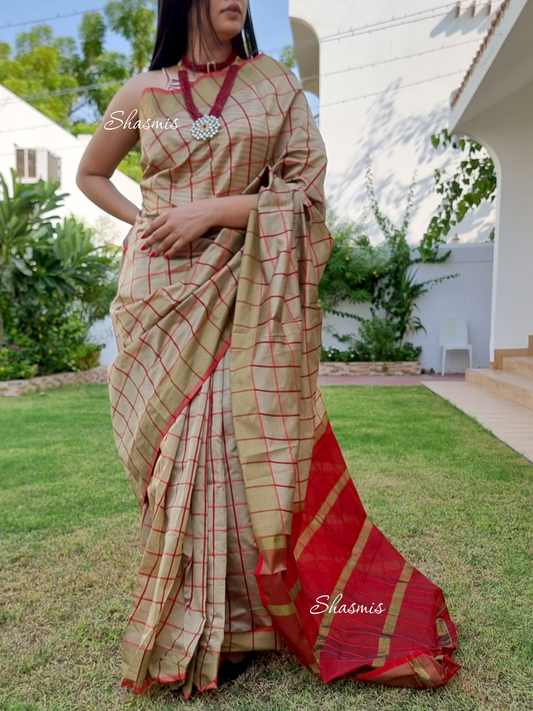 Cheks Silk Saree