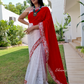 Amazing Red Net Georgette Embroidery Saree