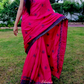 Pink Silk Saree With Grey Border 